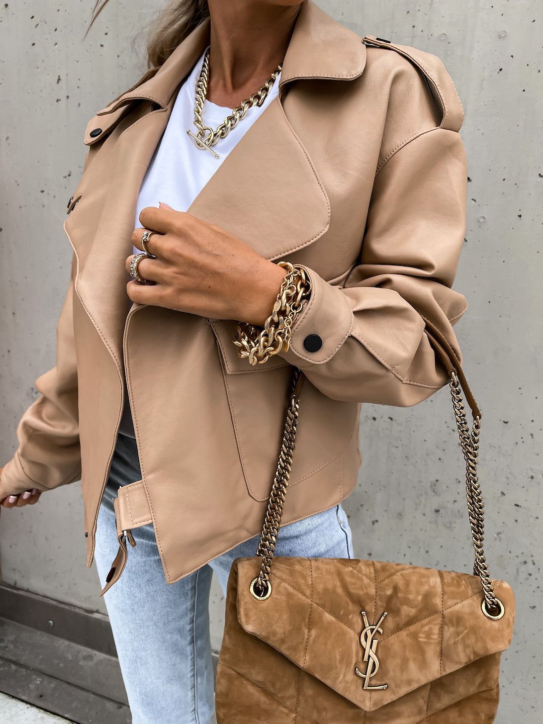 VESPER™ Elara Veste Longue en Simili Cuir Ample : Le Chic Minimaliste