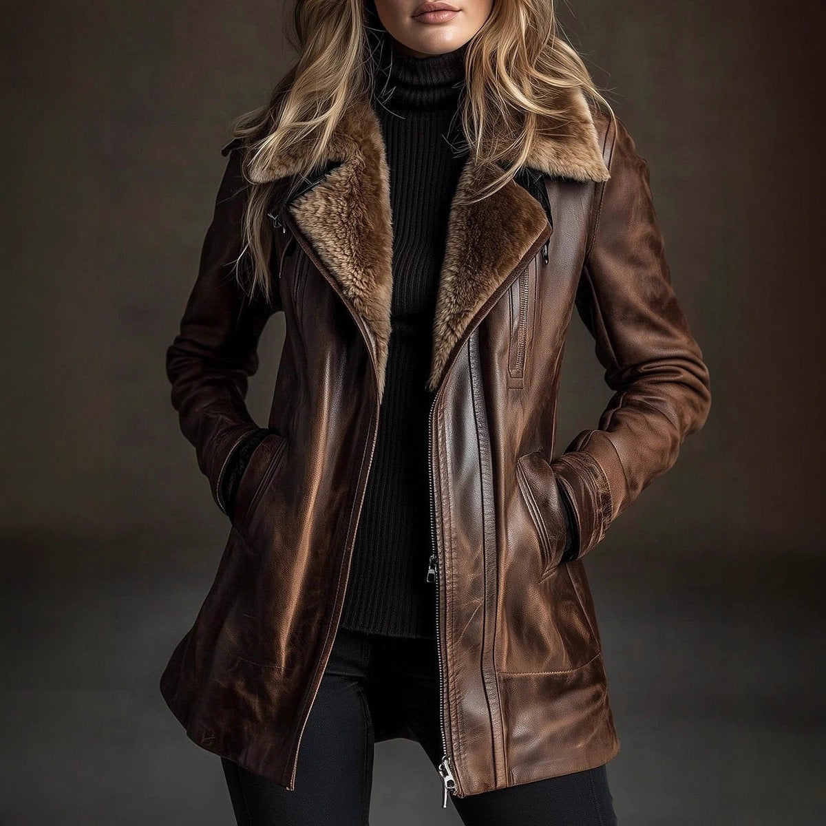 VESPER™ Aspen Veste en Suédine & Col Fourrure