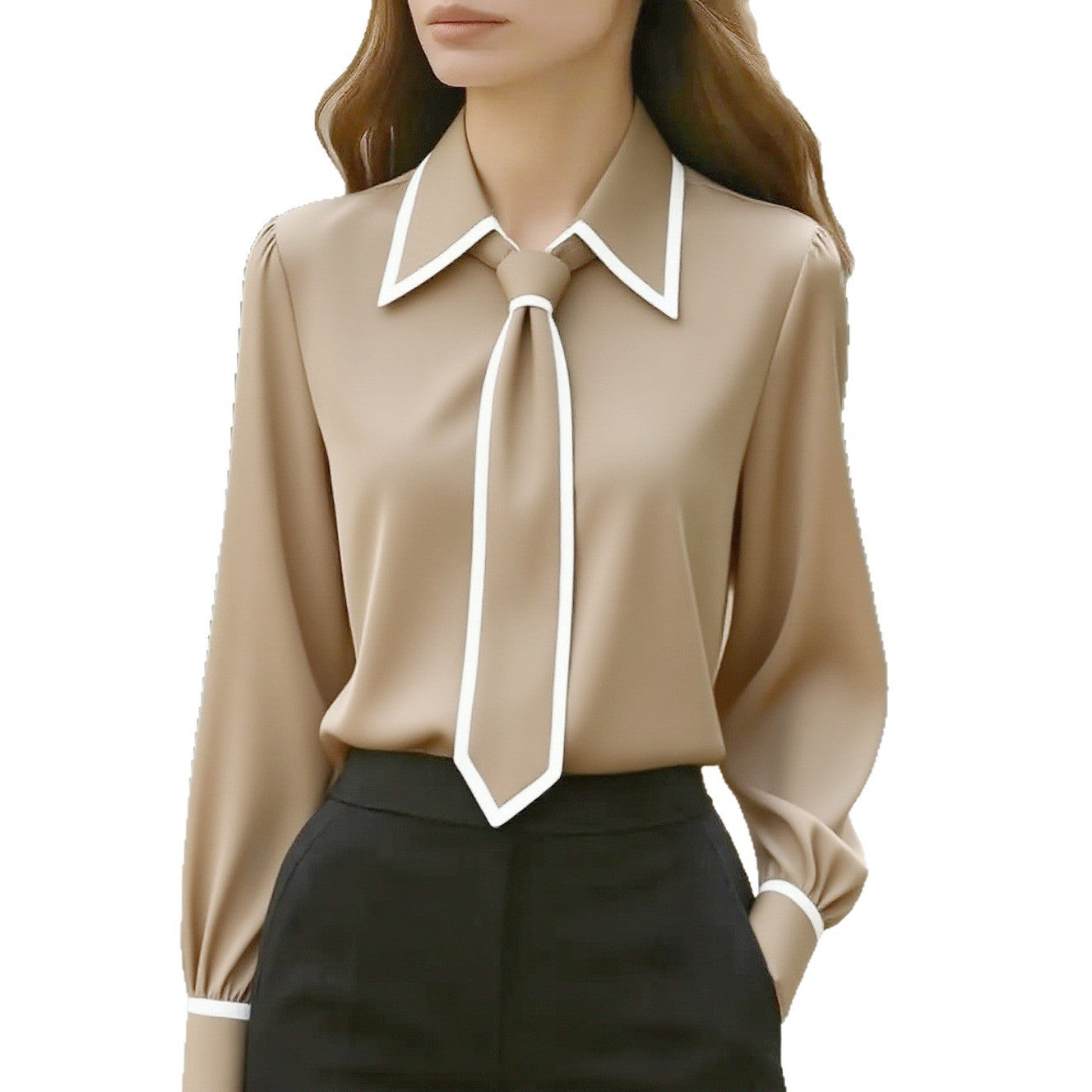 NERA™ Tie Chemise Col Cravate Manches Longues