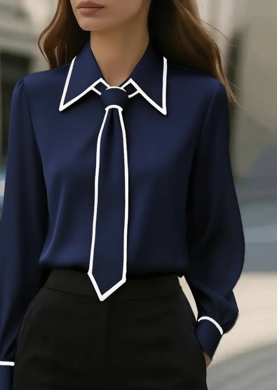 NERA™ Tie Chemise Col Cravate Manches Longues