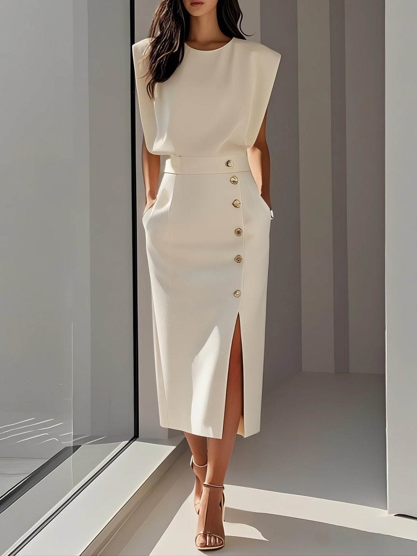 ISADORA™ Robe Midi Boutonnée Été Chic