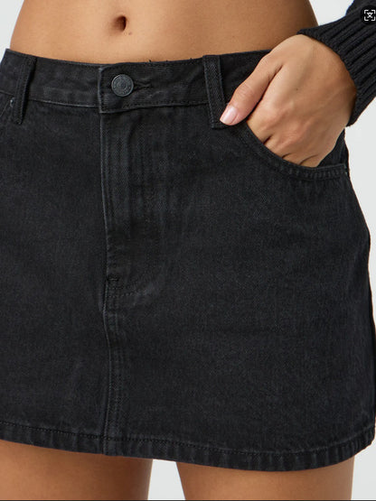 LUXORIA™ Mini Jupe en Jean Délavé