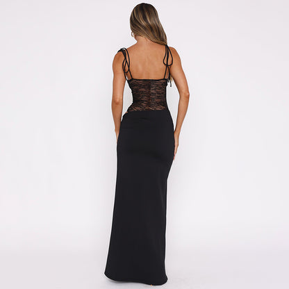 ISADORA™ Nocturne - Robe Longue en Dentelle & Fines Bretelles | L'Élégance Fatale