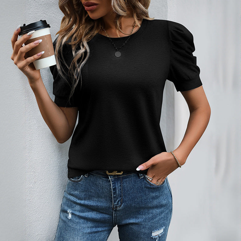 NERA™ Nova T-shirt Chic à Manches Bouffantes : L'Élégance Structurée