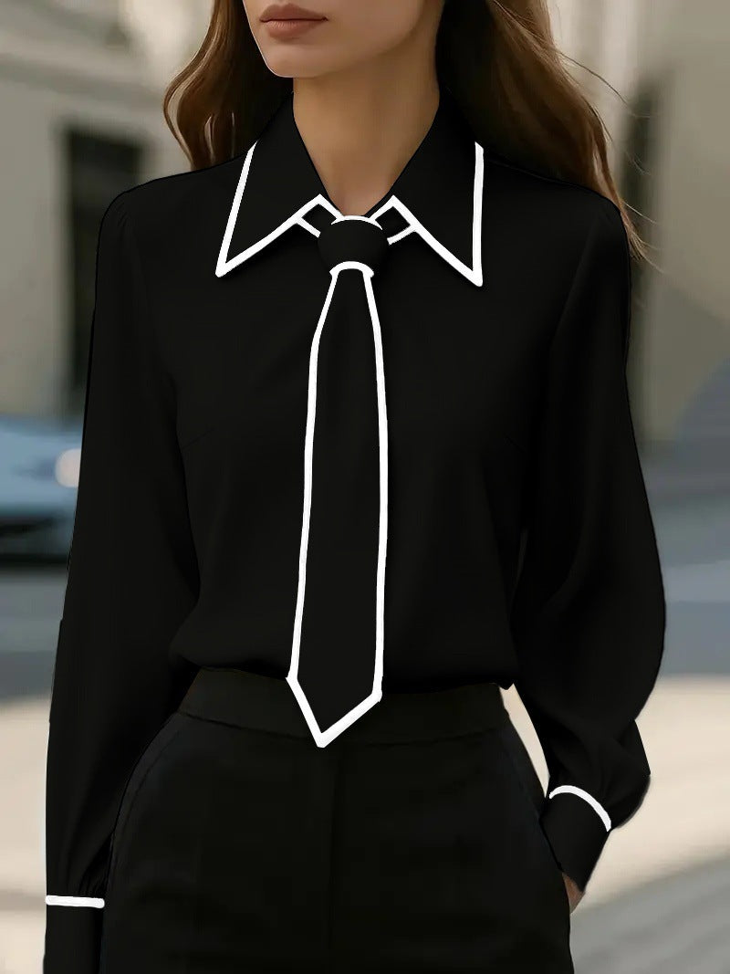NERA™ Tie Chemise Col Cravate Manches Longues