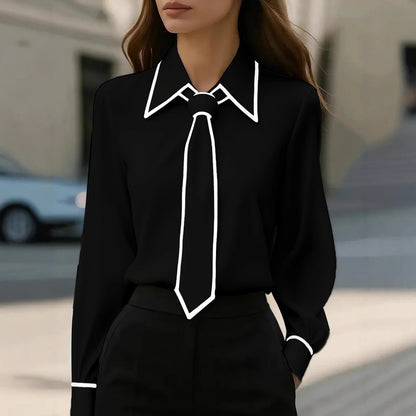 NERA™ Tie Chemise Col Cravate Manches Longues