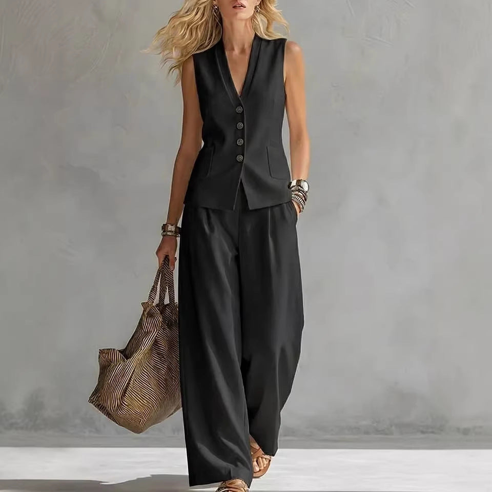 ISADORA™ Marina Ensemble Lin Femme 2 Pièces : Débardeur & Pantalon Fluide
