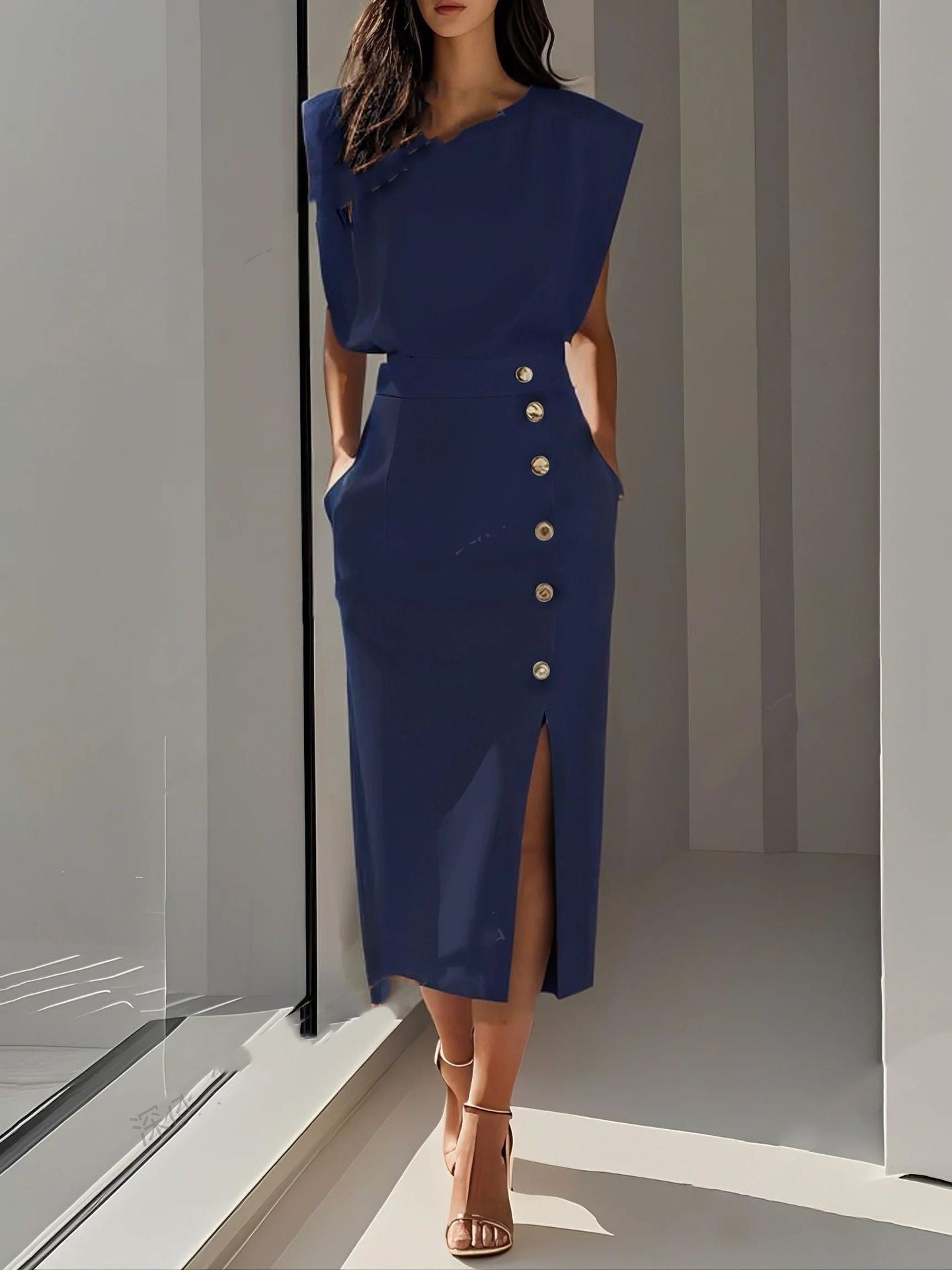 ISADORA™ Robe Midi Boutonnée Été Chic