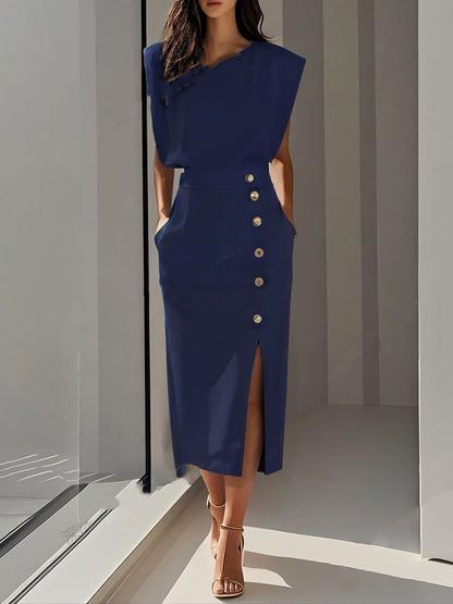ISADORA™ Robe Midi Boutonnée Été Chic