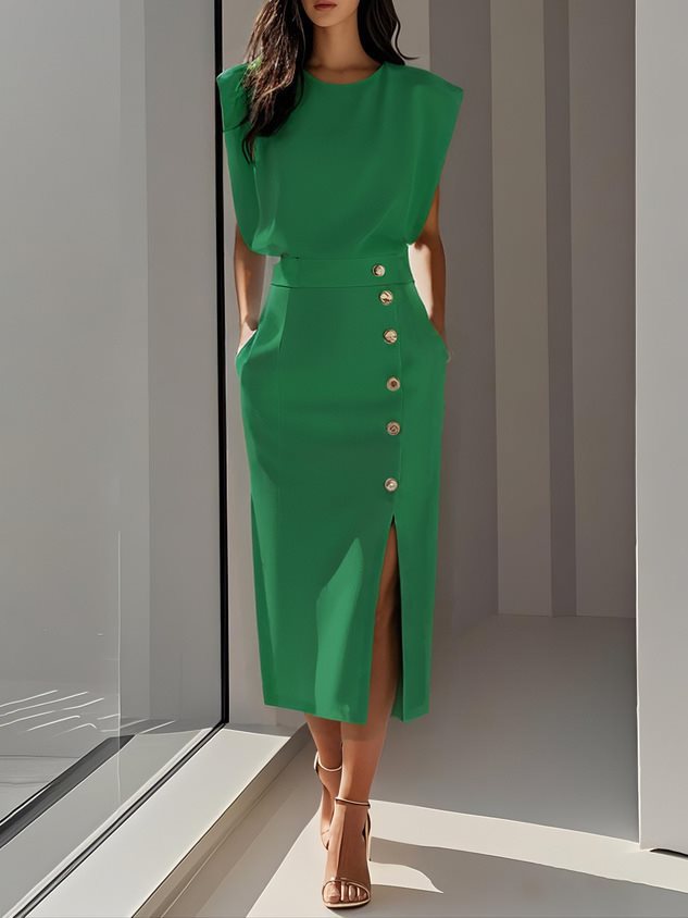 ISADORA™ Robe Midi Boutonnée Été Chic