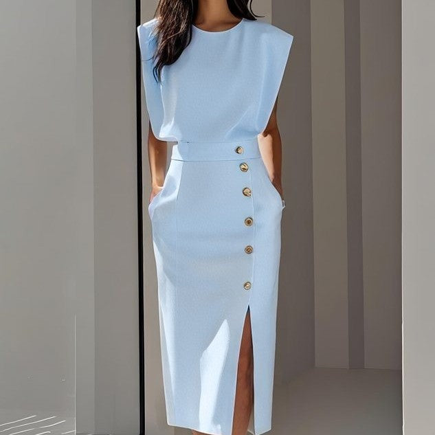 ISADORA™ Robe Midi Boutonnée Été Chic