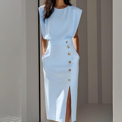 ISADORA™ Robe Midi Boutonnée Été Chic