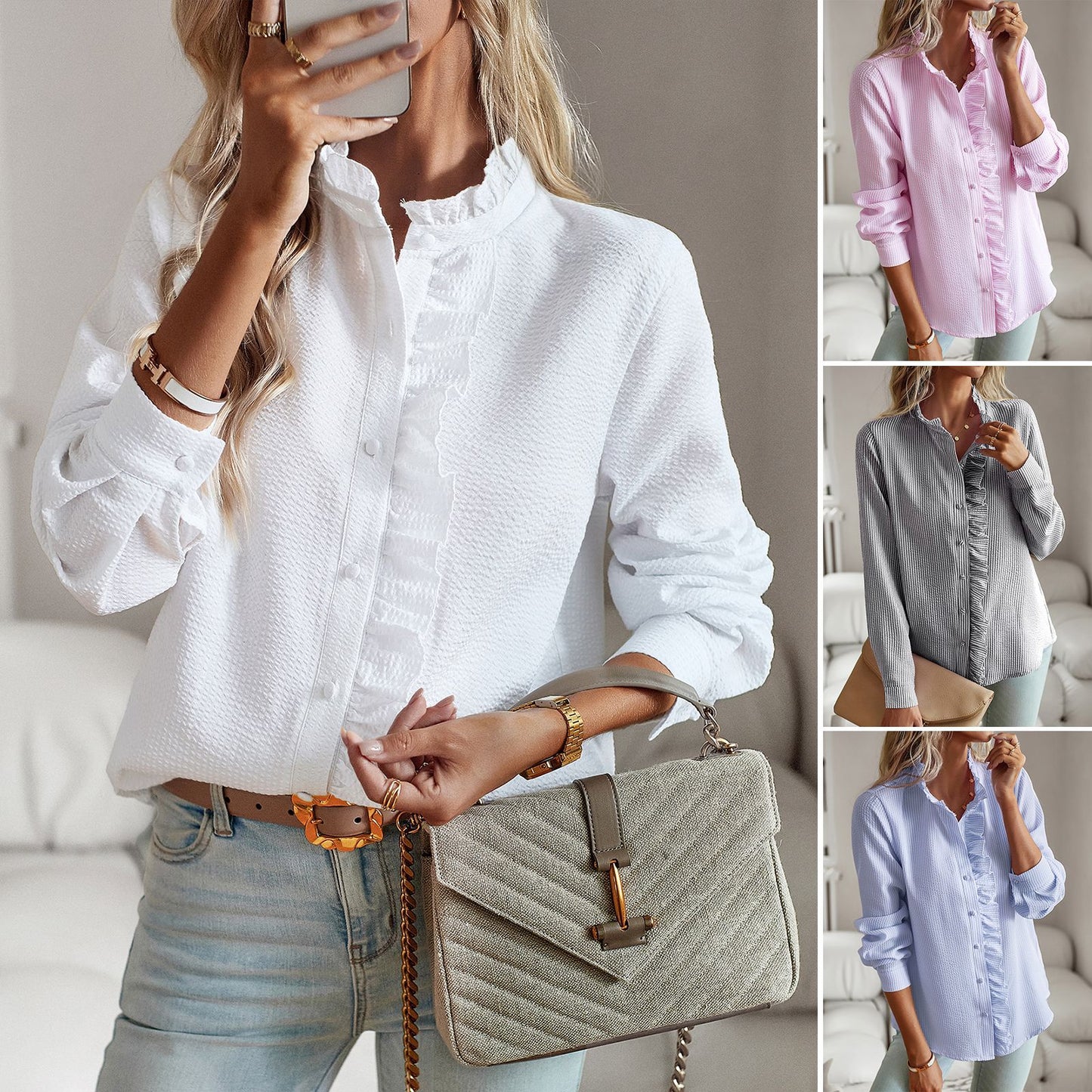 NERA™ Aureva Chemise Rayée Chic Et Professionnelle