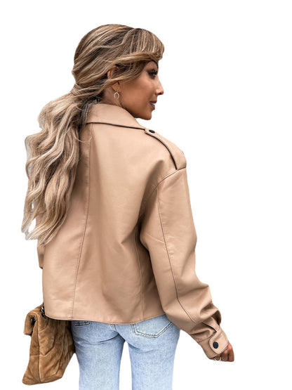 VESPER™ Elara Veste Longue en Simili Cuir Ample : Le Chic Minimaliste