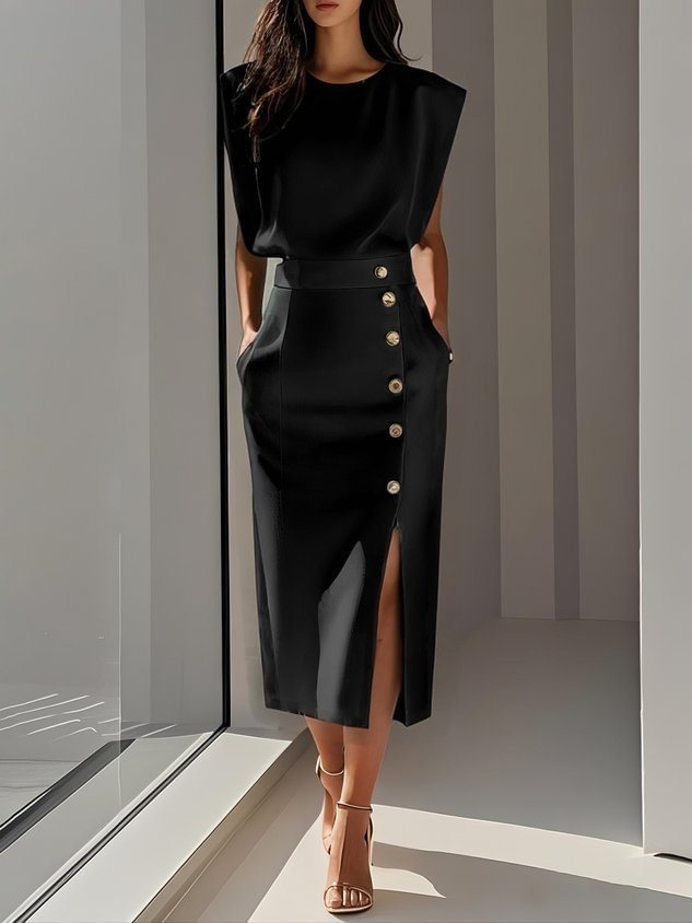 ISADORA™ Robe Midi Boutonnée Été Chic