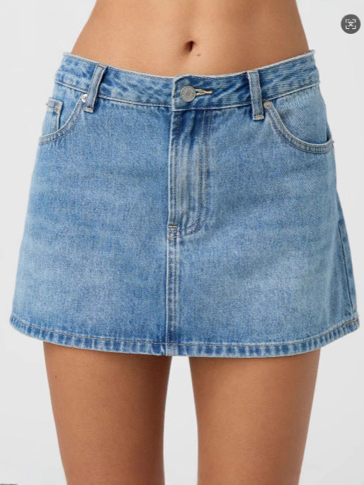 LUXORIA™ Mini Jupe en Jean Délavé