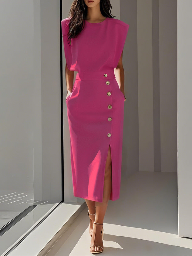 ISADORA™ Robe Midi Boutonnée Été Chic