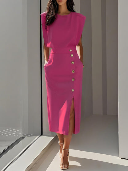 ISADORA™ Robe Midi Boutonnée Été Chic