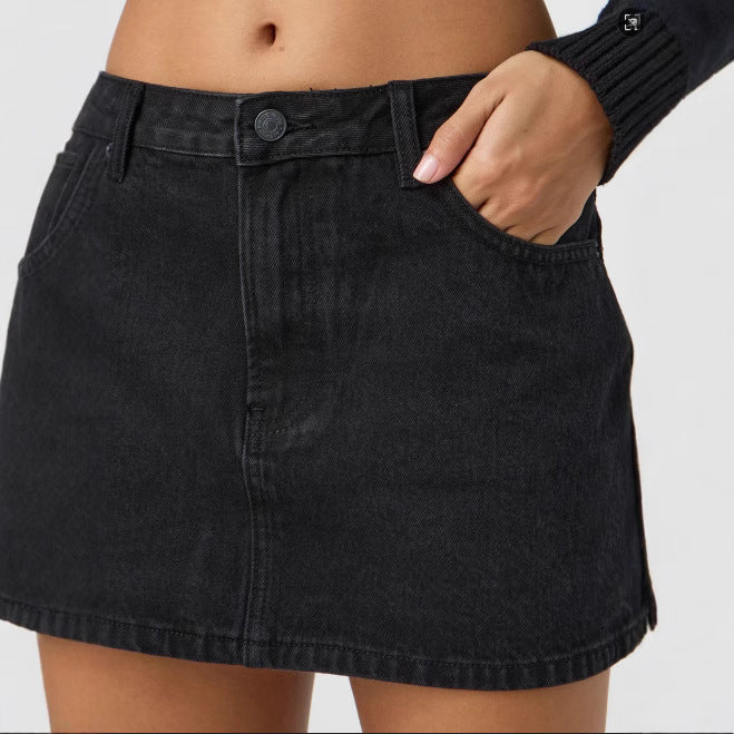 LUXORIA™ Mini Jupe en Jean Délavé