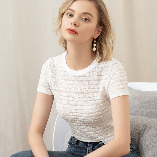 NERA™ Lyric Top en Dentelle Sculptant & Ajusté L'Élégance Transparente