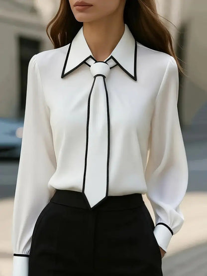 NERA™ Tie Chemise Col Cravate Manches Longues