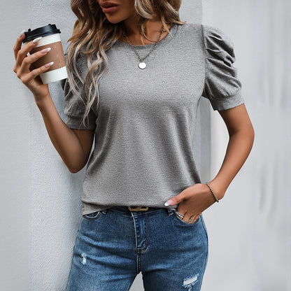 NERA™ Nova T-shirt Chic à Manches Bouffantes : L'Élégance Structurée