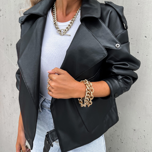 VESPER™ Elara Veste Longue en Simili Cuir Ample : Le Chic Minimaliste