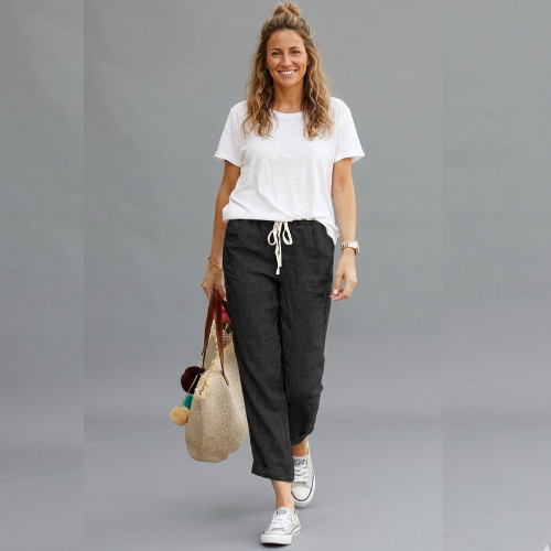 LUXORIA™ Linéa – Pantalon Fluide en Coton & Lin Confort Naturel