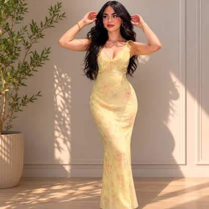 ISADORA™ Marbella – Robe Longue Vintage à Imprimé Floral & Dos Nu